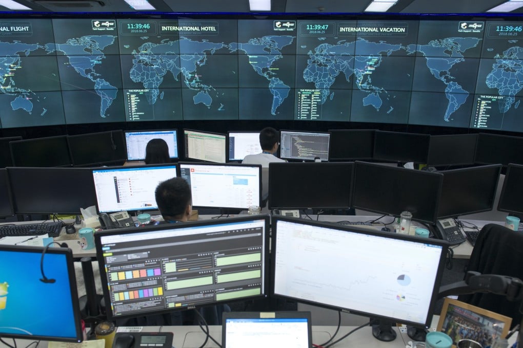 The control room at Ctrip’s headquarters in Shanghai. The signage was changed to English for the visit of Post Magazine. Picture: Zigor Aldama