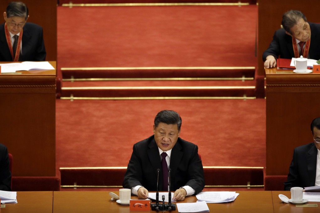 President Xi Jinping delivers a 1½-hour speech at the Great Hall of the People in Beijing on Tuesday. Photo: AP