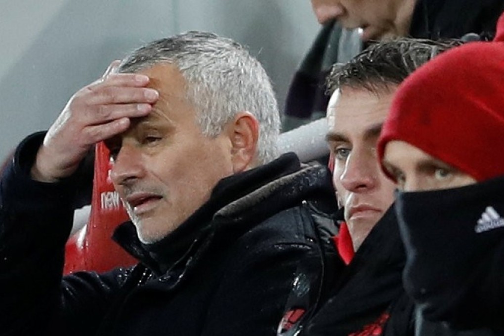 Manchester United manager Jose Mourinho reacts during his final defeat by Liverpool. Photo: Reuters