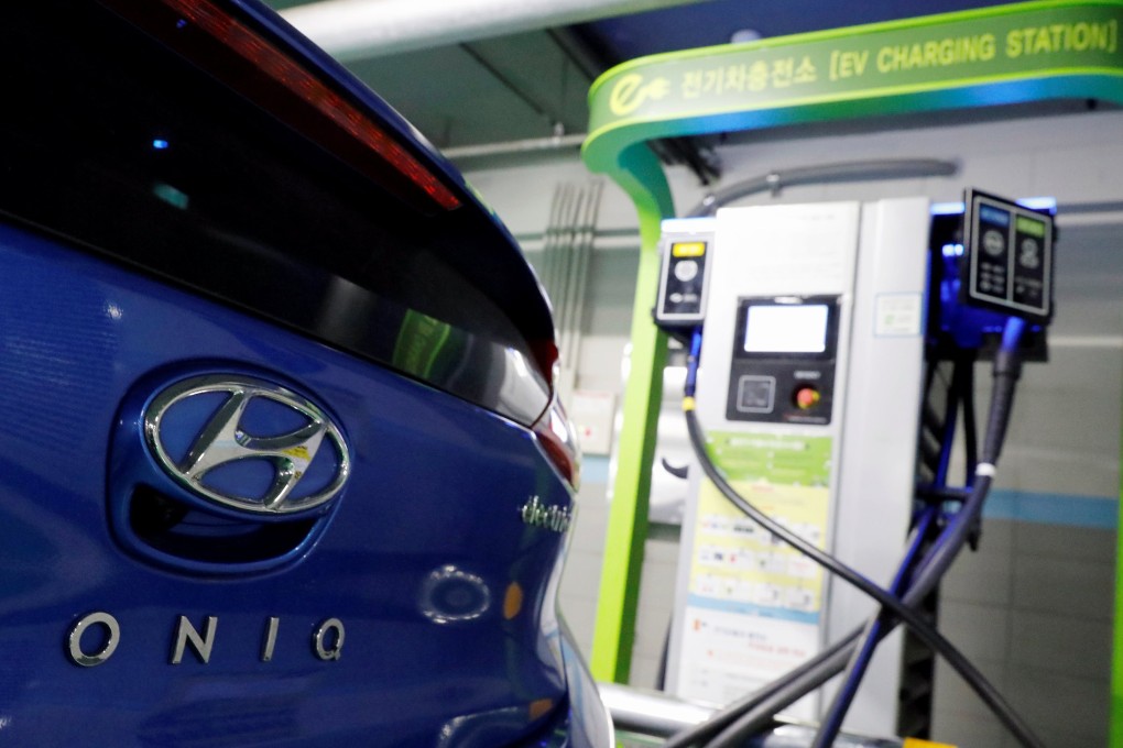 A Hyundai Motor's electric car IONIQ is charged at a electric charging station in Seoul, South Korea. Photo: Reuters