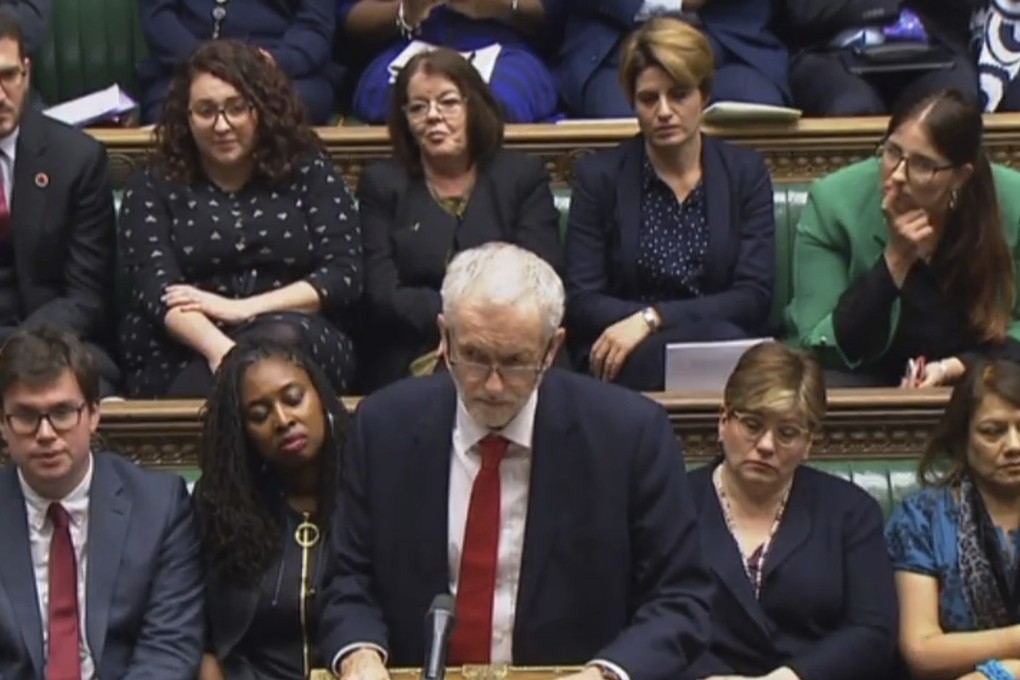 In an image from House of Commons TV, Britain's opposition Labour Party leader Jeremy Corbyn makes a statement on Wednesday after being accused of calling Prime Minister Theresa May a ‘stupid woman’. Photo: AP