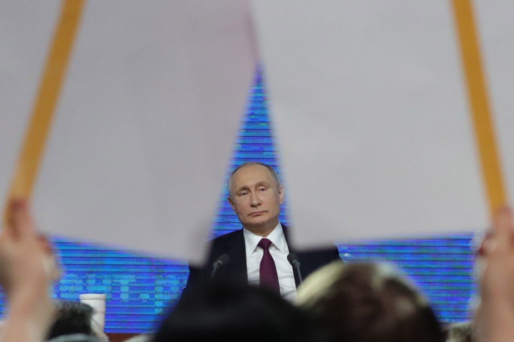 Russian President Vladimir Putin attends his annual live broadcast news conference with Russian federal, regional, and foreign media at the World Trade Centre in Moscow, Russia, 20 December 2018. Photo: EPA-EFE