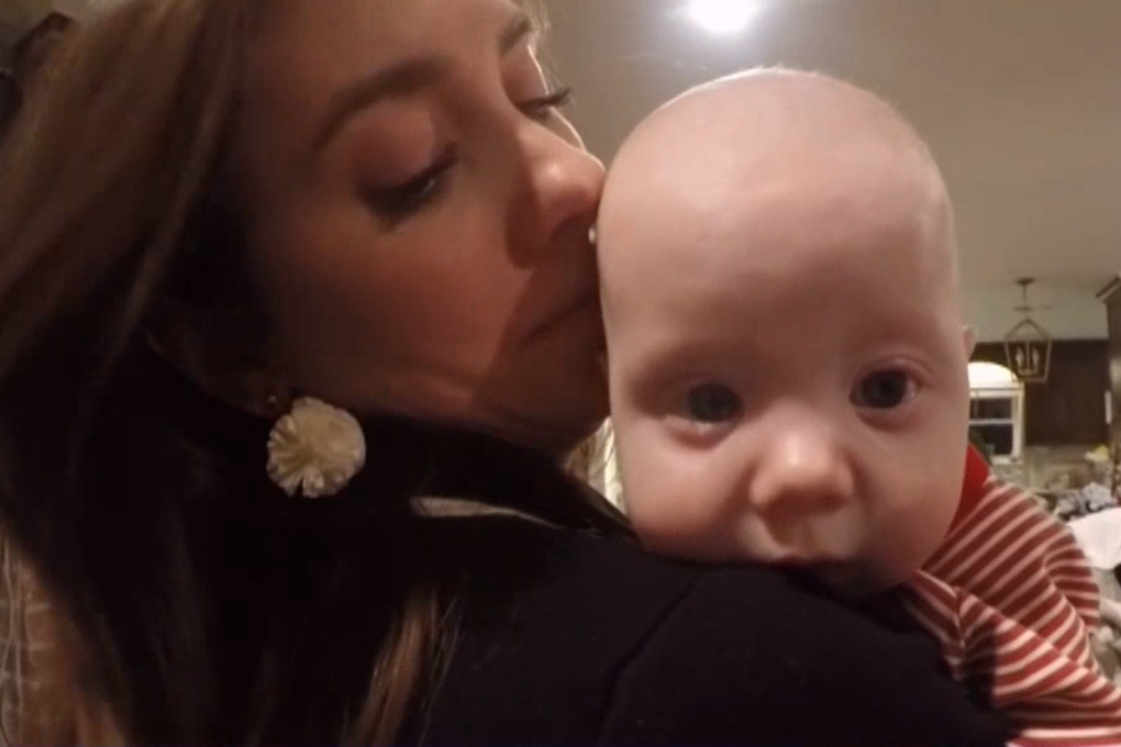 Texas mother Ellen Rigney and her baby son. Photo: KPRC-TV