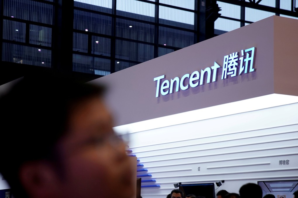 A sign of Tencent is seen during the fourth World Internet Conference in Wuzhen, Zhejiang province, China December 3, 2017. Photo; REUTERS