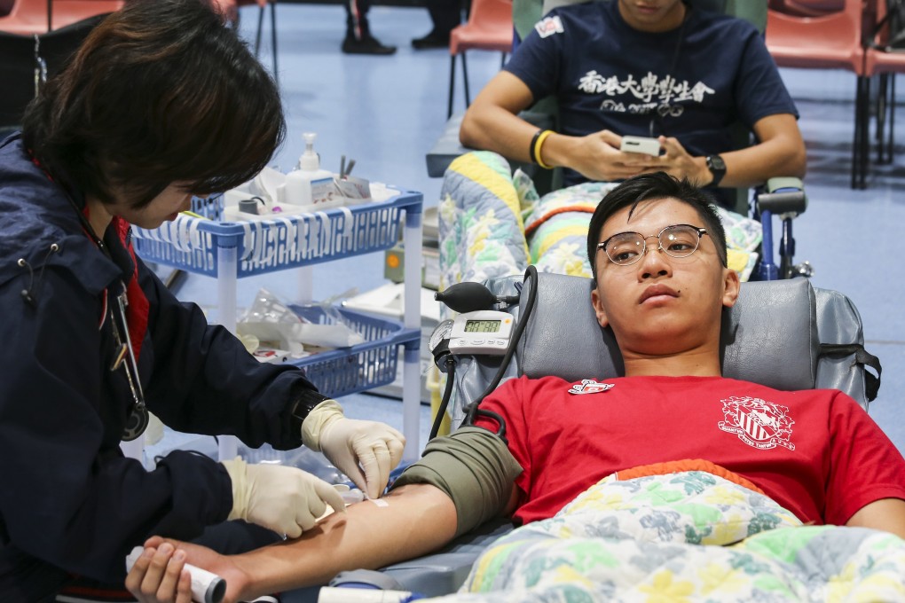 Students volunteer to donate blood at the University of Hong Kong. Photo: Dickson Lee