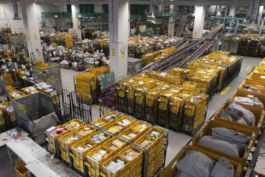 Christmas mail at the International Postal Centre, in Frankfurt, Germany. Picture: Denise Hruby