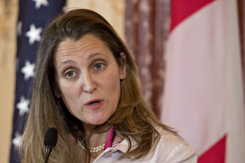 Chrystia Freeland, Canada's minister of foreign affairs, has called for China to immediately release Michael Spavor and Michael Kovrig. Photo: Bloomberg