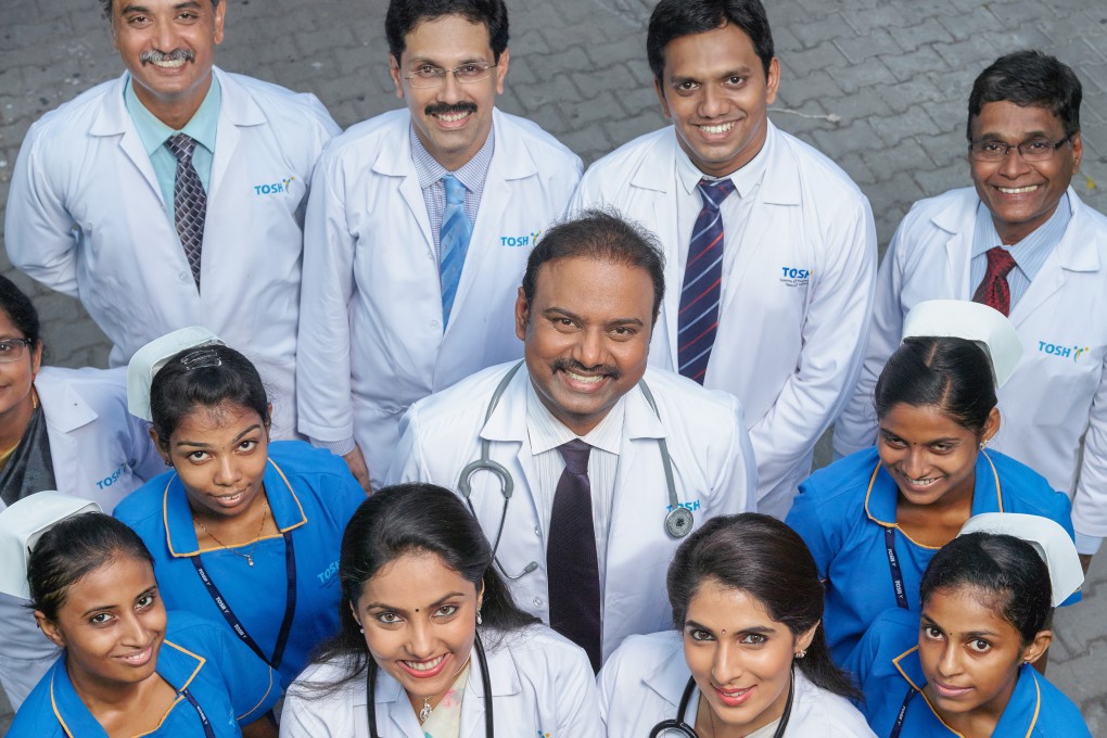 Dr S. H. Jaheer Hussain (centre) and colleagues at the Trauma and Orthopaedic Speciality Hospital in Chennai, India. Photo: Tosh