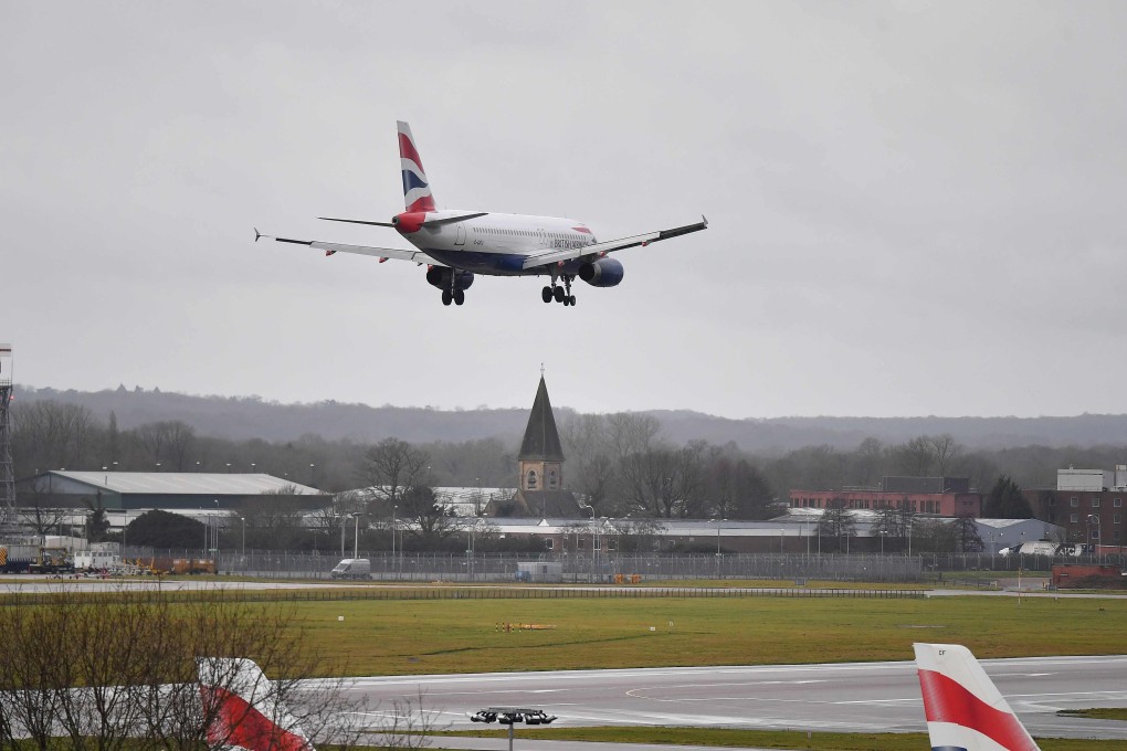 A British Airways plane prepares to land at London’s Gatwick airport. Photo: AFP