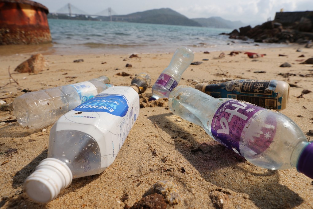 Plastic bottles on the beach in Sham Tseng. Photo: Winson Wong