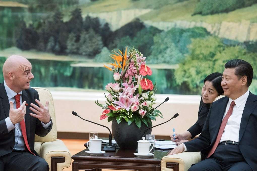 President Xi Jinping meets Fifa President Gianni Infantino in Beijing in June, 2017. Photo: AFP