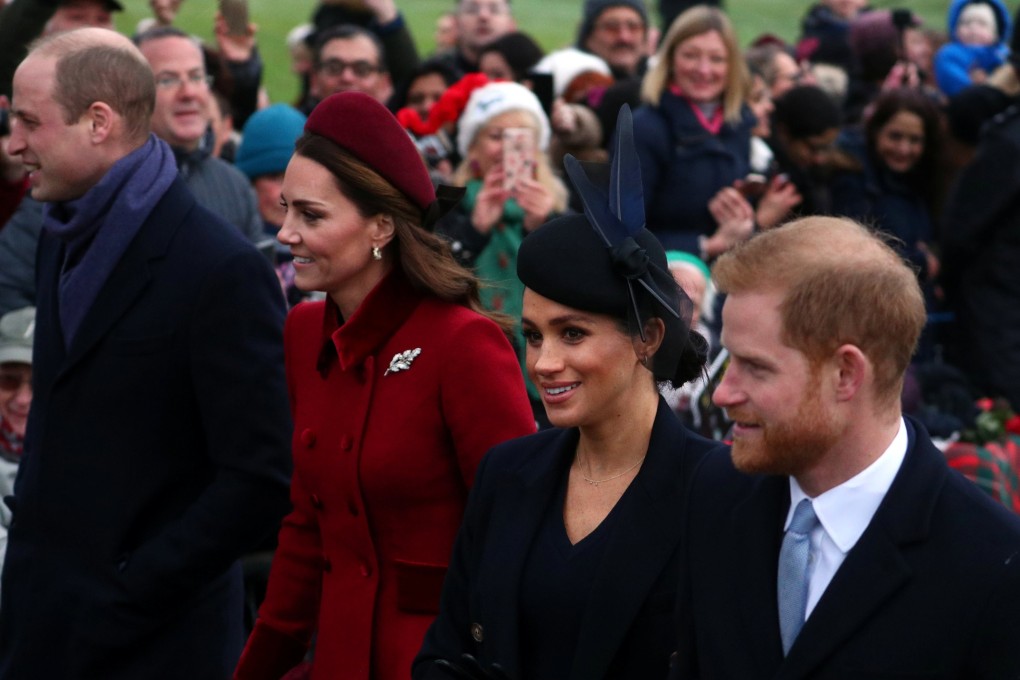 Prince William, Duke of Cambridge and Catherine, Duchess of Cambridge along with Prince Harry, Duke of Sussex and Meghan, Duchess of Sussex arrive at St Mary Magdalene’s church for the Royal Family’s Christmas Day service on the Sandringham estate in eastern England on December 25, 2018. Photo: Reuters