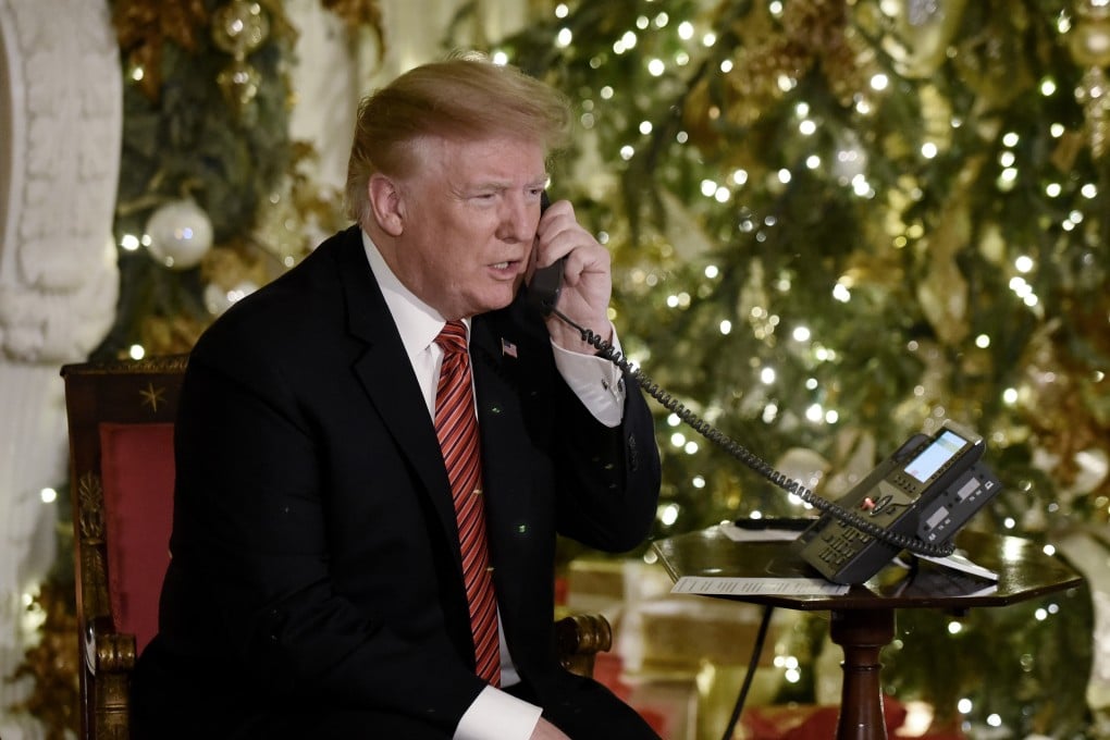 US President Donald Trump participates in NORAD Santa Tracker phone calls. Photo: TNS