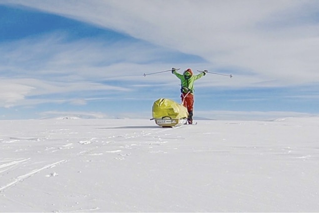 Colin O'Brady lugged his supplies on a sled as he skied in bone-chilling temperatures. Photo: AP