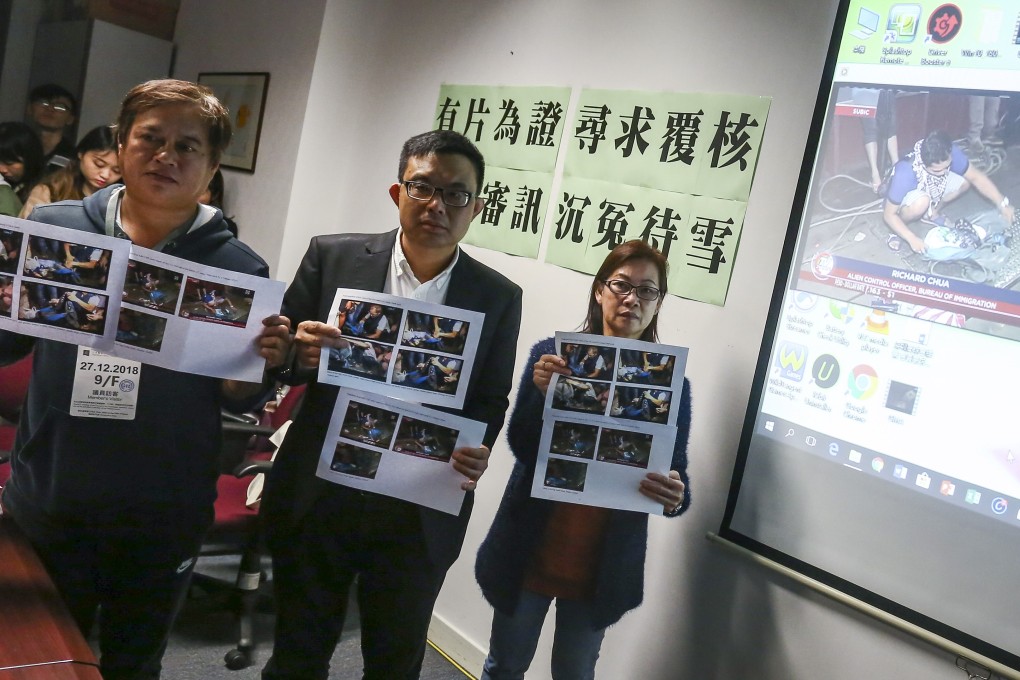 Left to right: Lo Shu-yau, brother of Lo Wing-fai; lawmaker James To Kun-sun; and Leung Shu-kiu, sister of Leung Shu-fook at a press conference, where they spoke about the four Hong Kong men recently convicted on drug charges in the Philippines. Photo: Jonathan Wong