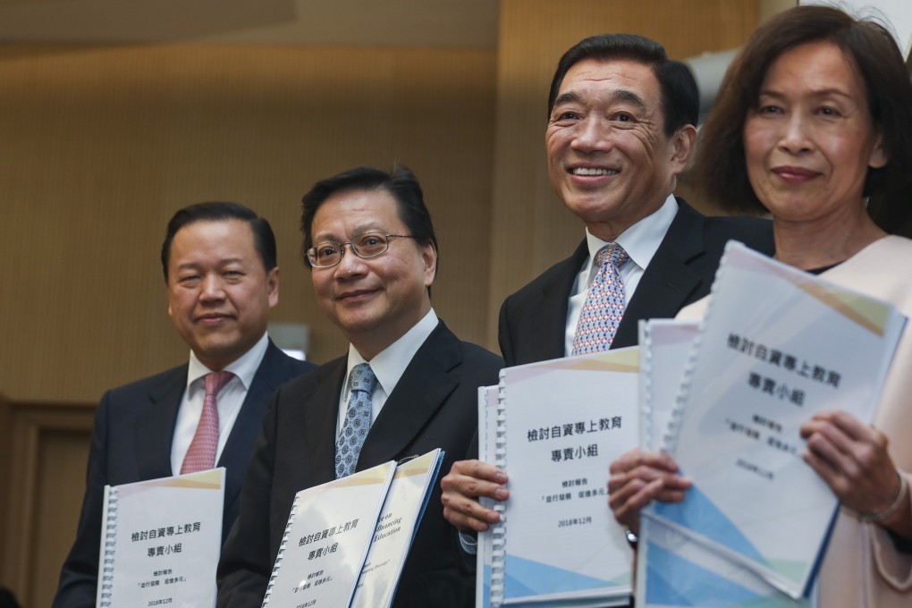 (From left) Task force members Tim Lui, chairman Anthony Cheung, Henry Fan and Julia Tao at a press conference. Photo: Xiaomei Chen