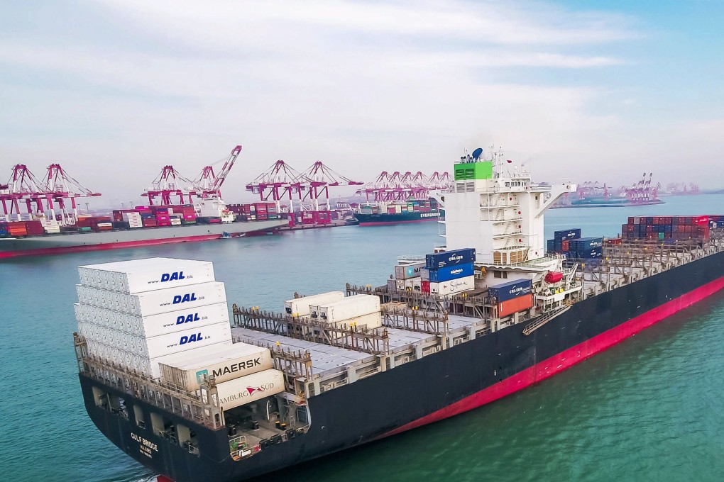 A cargo ship at a port in Qingdao in China's eastern Shandong province. Photo: AFP