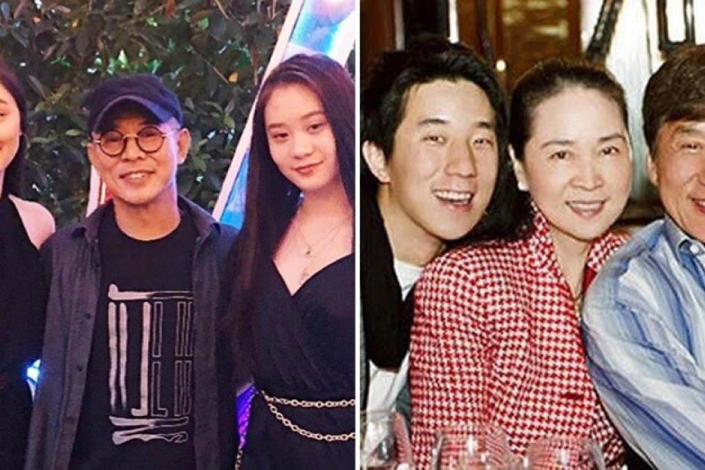 Jet Li and Jackie Chan with their respective families. Photos: Instagram/Handout