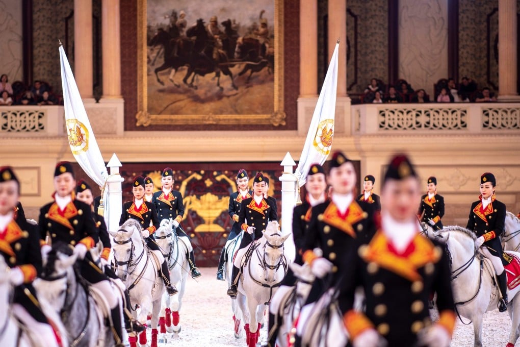 A performance in the show hall of an equestrian-themed town in Jiangsu. Photo: AFP