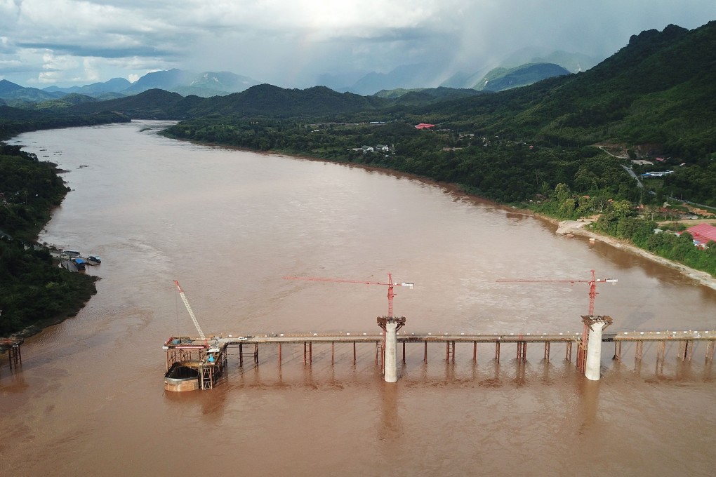 The Luang Prabang railway bridge under construction by the Chinese engineering company China Railway No 8 Engineering Group on the Mekong River in Luang Prabang, Laos. Photo: Xinhua
