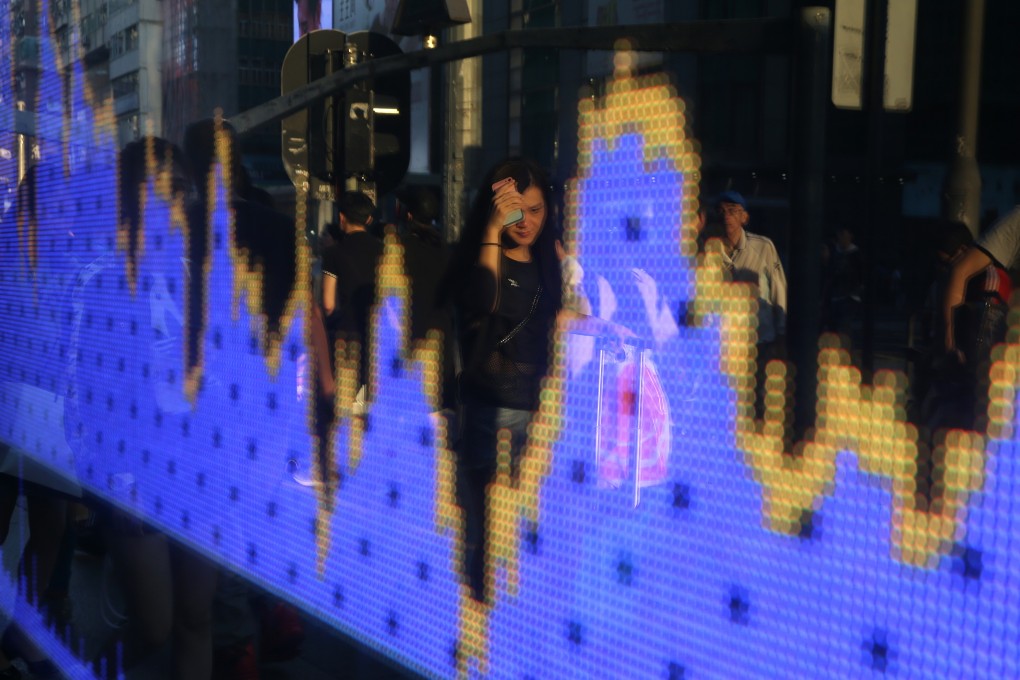 Electric signboard displays the Hang Seng Index float chart in Mong Kok on October 4. Photo: Sam Tsang