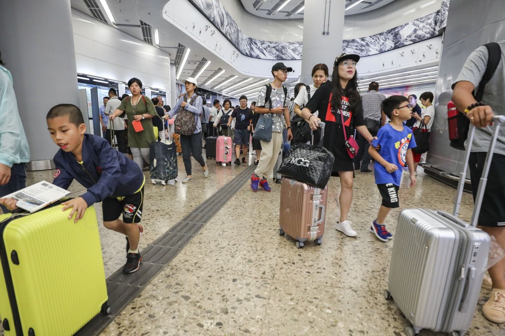 Mainland tourists arriving at Hong Kong's West Kowloon terminus for the high-speed rail. Photo: Felix Wong