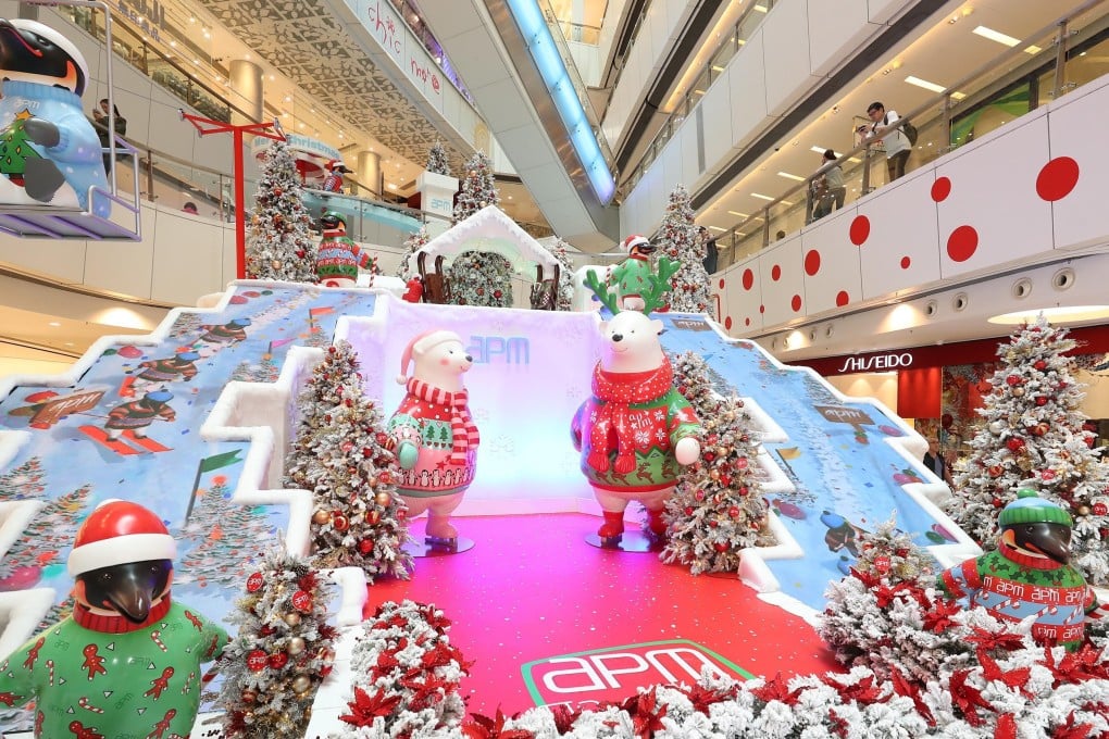 The APM shopping centre in Kwun Tong made use of an elaborate decorative displays to attract 1.9 million visitors during the six-day period through December 26, a gain of 15 per cent on year. Photo: SCMP Handout