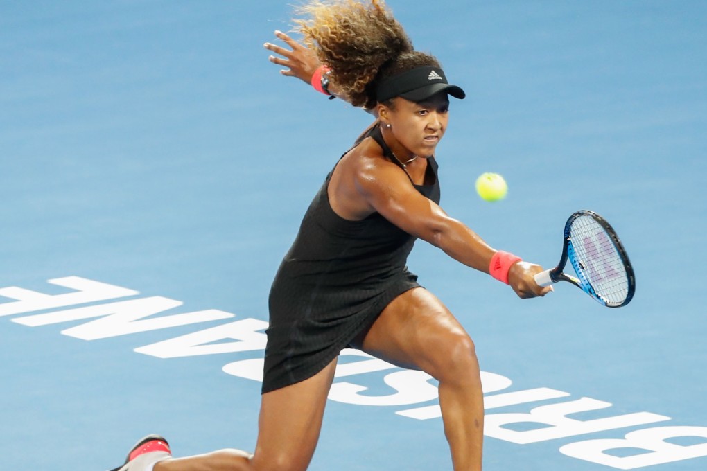 Naomi Osaka in action against Australia’s Destanee Aiava in Brisbane. Photo: EPA