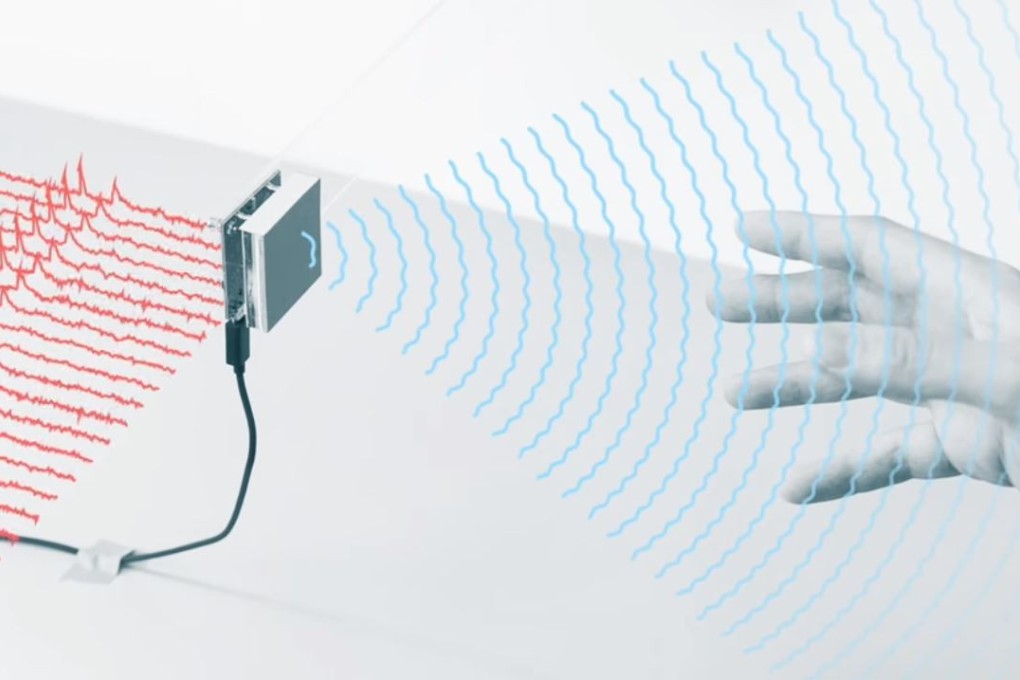 A depiction of how the Project Soli radar is intended to work, as portrayed by a Google video. Photo: YouTube / Project Soli