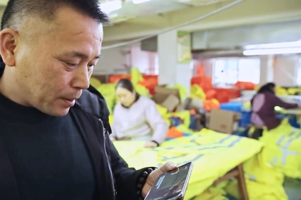 Yao Weining, founder of Zhongding Protective Products in Yongkang, Zhejiang province, says he believes his factory manufactured some of the vests worn by protesters in the “yellow jacket” protests. Photo: Thepaper.cn