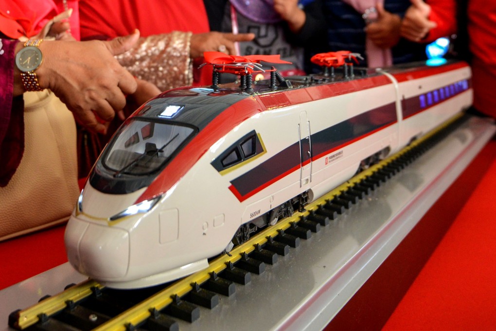A model of a train of the kind to be used on the stalled East Coast Rail Link. Photo: Xinhua