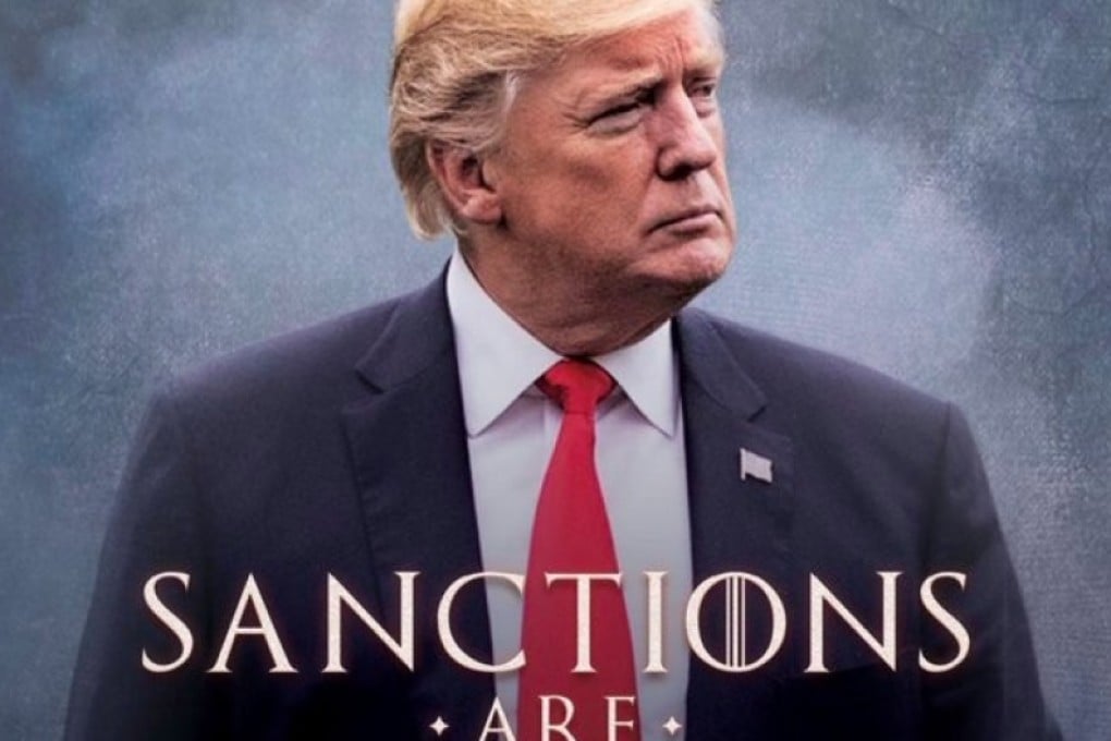 Trump’s ‘SANCTIONS ARE COMING’ poster. Photo: Twitter