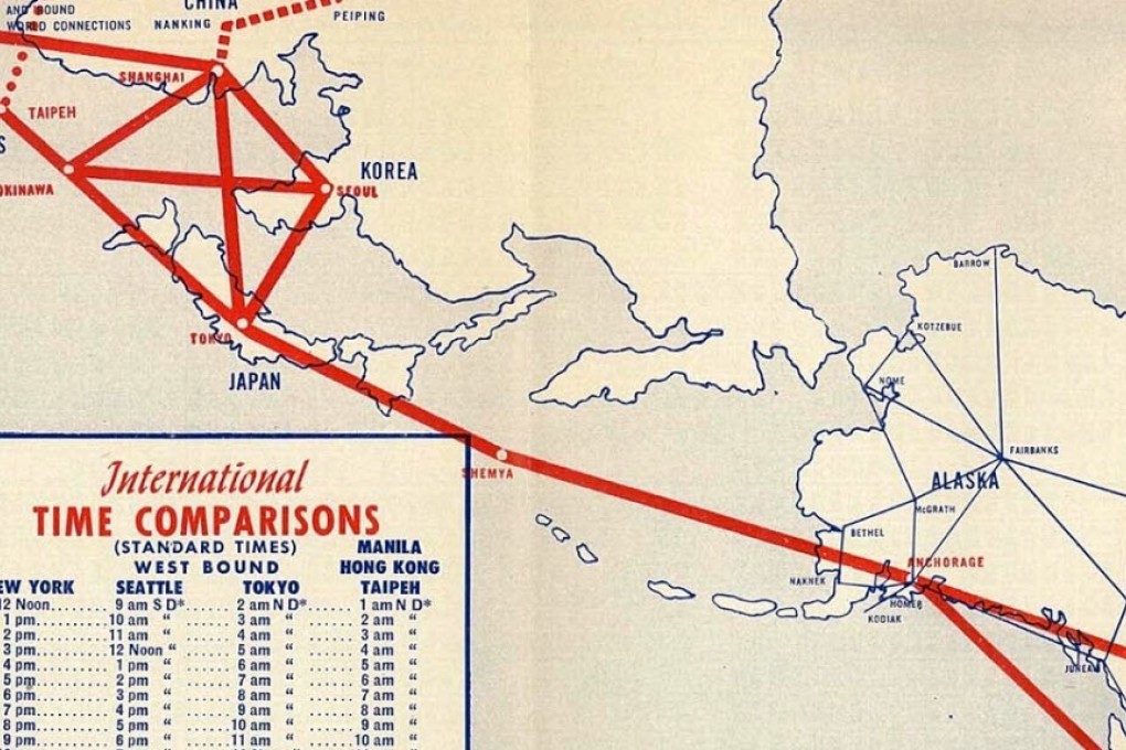 A 1950 Northwest Airlines route map, showing Shemya. Picture: timetableimages.com