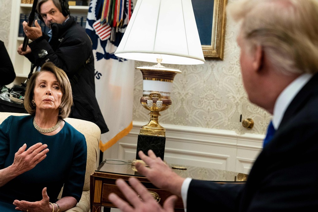 Nancy Pelosi and US President Donald Trump argue during a meeting at the White House. Photo: AFP