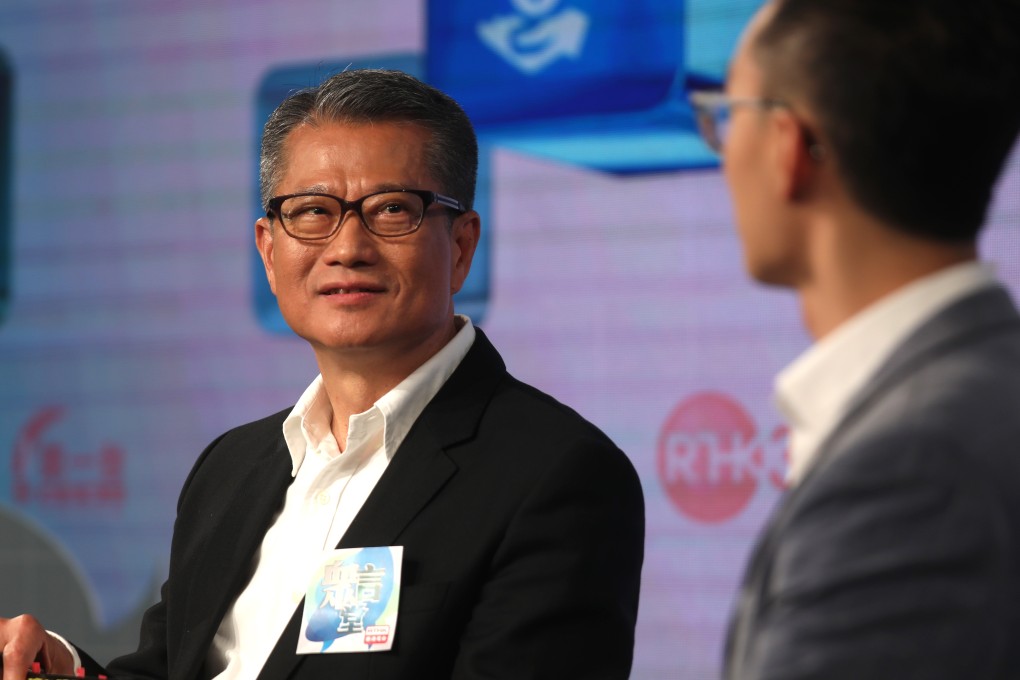 Financial Secretary Paul Chan speaking on ‘Voices from the Hall – Budget Consultation’, a RTHK programme, on Saturday morning. Photo: Xiaomei Chen