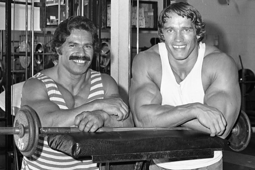 Ed Corney and Arnold in the 1970s at Gold’s Gym, Venice Beach, California. Photo: YouTtube