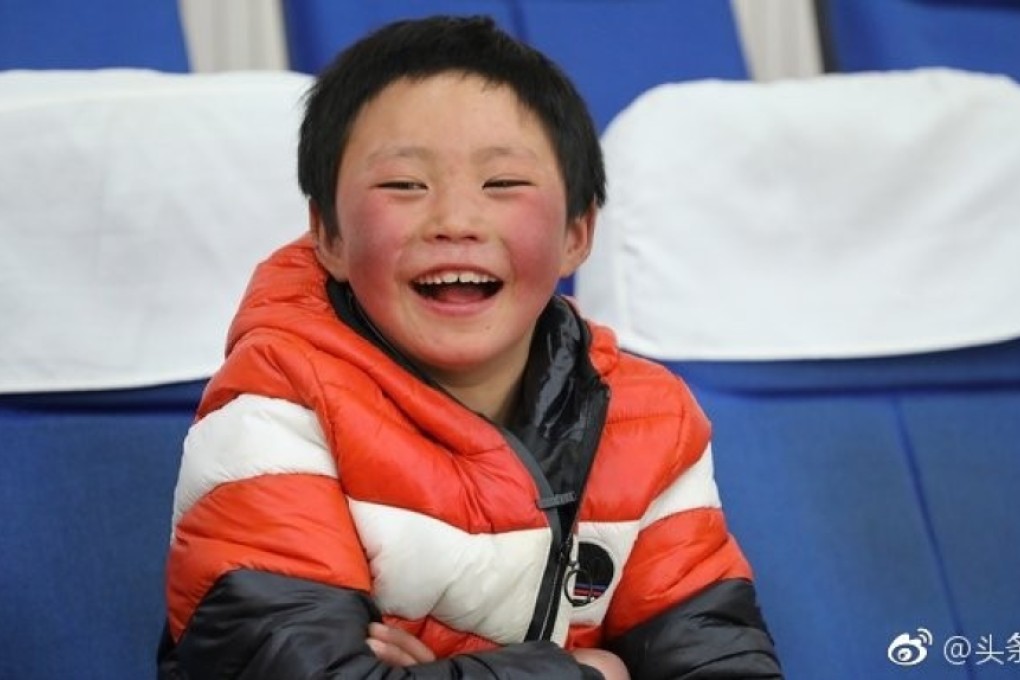 Life is a lot better these days for Wang Fuman, the nine-year-old who shot to fame as “Ice Boy” in January last year. Photo: Weibo