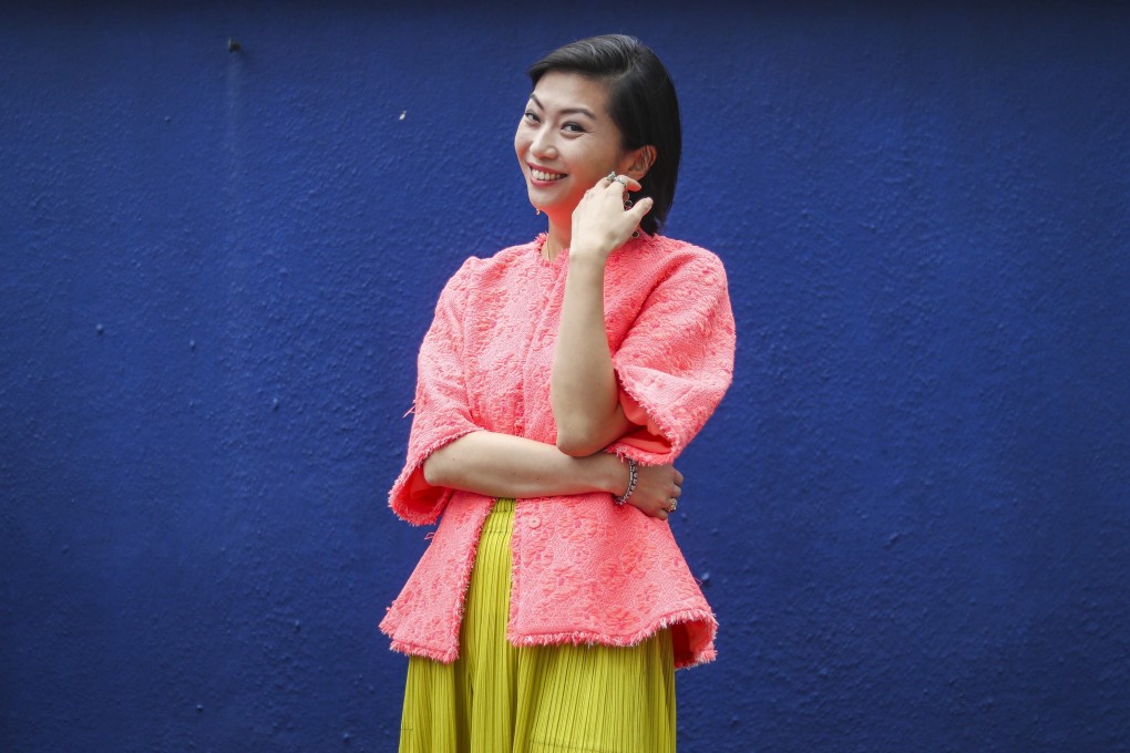 Cheung in a top and jacket by Giambattista Valli and yellow cropped pants by Issey Miyake. Photo: Winson Wong