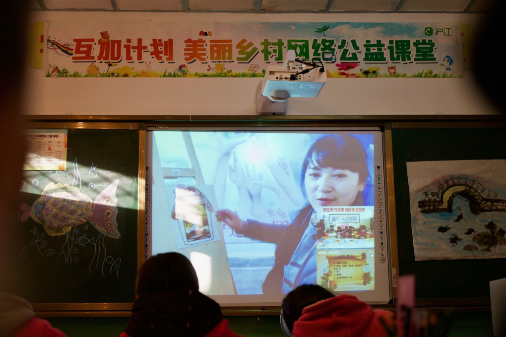 Live streaming classes are being used in remote primary schools in Gansu province. Photo: Handout
