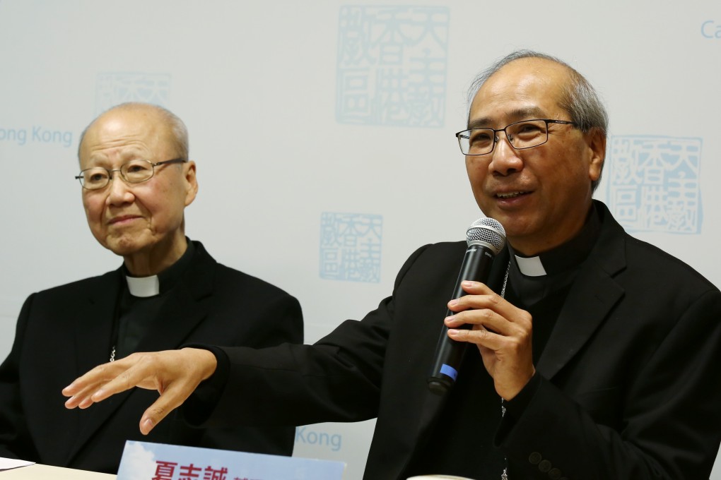 Cardinal John Tong (left) and Joseph Ha. Photo: Jonathan Wong