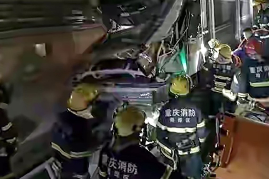 One person was killed and three were injured when a subway train in the southwestern Chinese city of Chongqing collided with protective doors on Tuesday night. The incident happened less than two weeks after the line opened. Photo: Handout