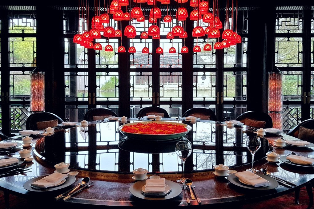 A private room at Jin Sha at the Four Seasons hotel in Hangzhou. The restaurant received a three-diamond rating – the highest possible – in the 2018 Black Pearl Restaurant Guide, a guide to the best restaurants in China published by Meituan-Dianping. Photos: Cedric Tan