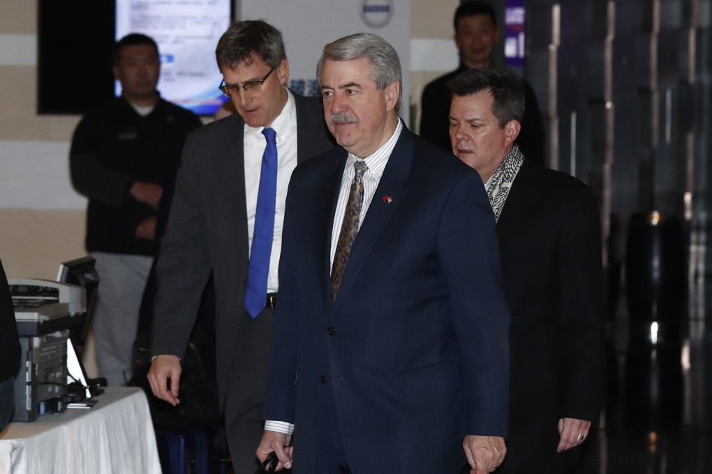 US undersecretary for trade and foreign agricultural affairs Ted McKinney (centre) said the talks had been ‘just fine’. Photo: EPA-EFE