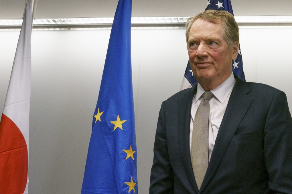 US Trade Representative Robert Lighthizer, shown on Wednesday at a meeting with trade officials from Japan and the European Union, is the lead negotiator in the current round of talks with China. Photo: AP