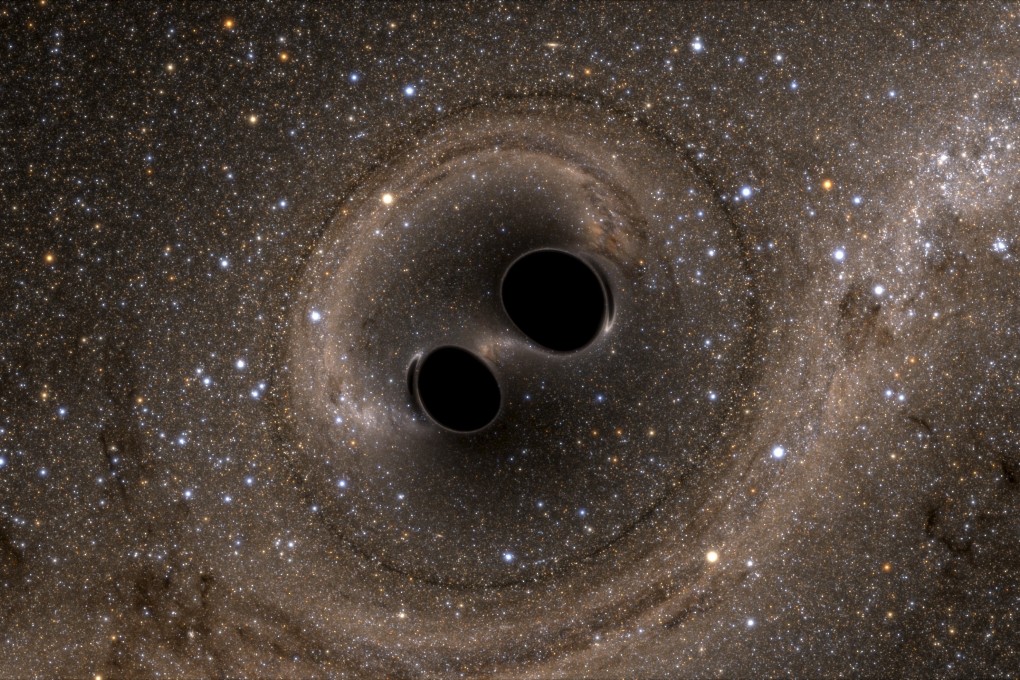 A computer simulation of the collision of two black holes detected by the Laser Interferometer Gravitational-Wave Observatory, or Ligo, in Washington in February, 2016. Photo: Reuters/Caltech/MIT/Ligo Laboratory