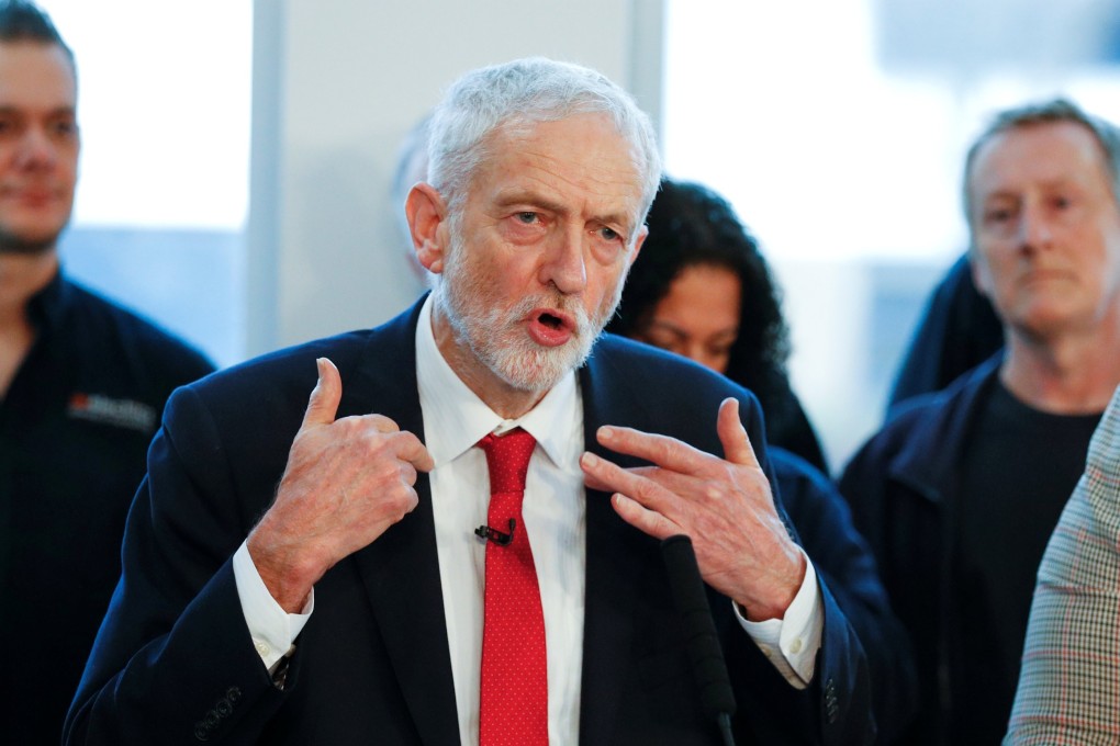 Jeremy Corbyn, leader of the Labour Party, gestures as he speaks on Brexit in Wakefield, Britain on Thursday. Photo: Reuters