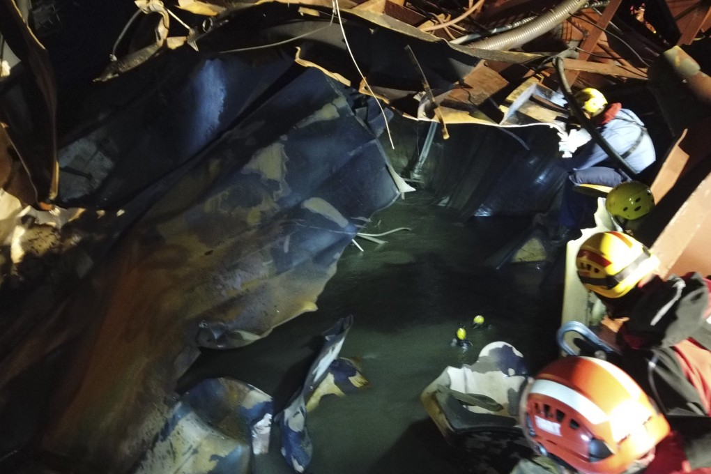 Some of the cargo holds are filled with three metres of water and there is zero visibility at the bottom because of oil pollution. Photo: Fire Services Department