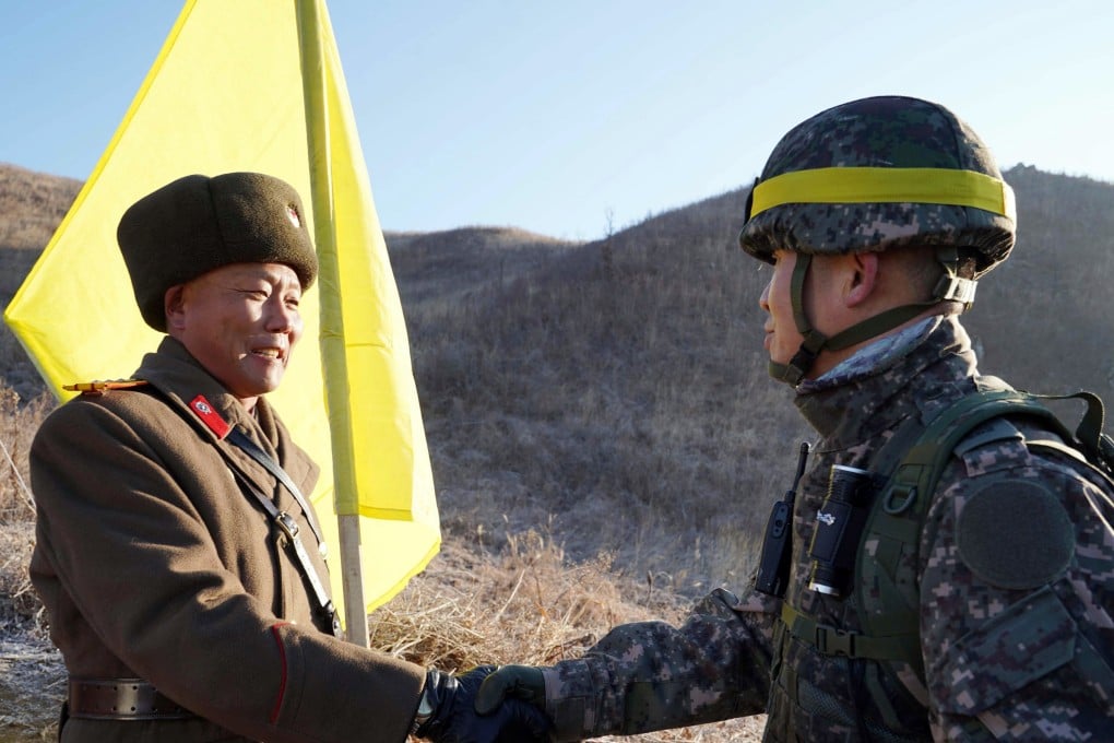 Troops from North and South Korea meet at the border. Photo: AP