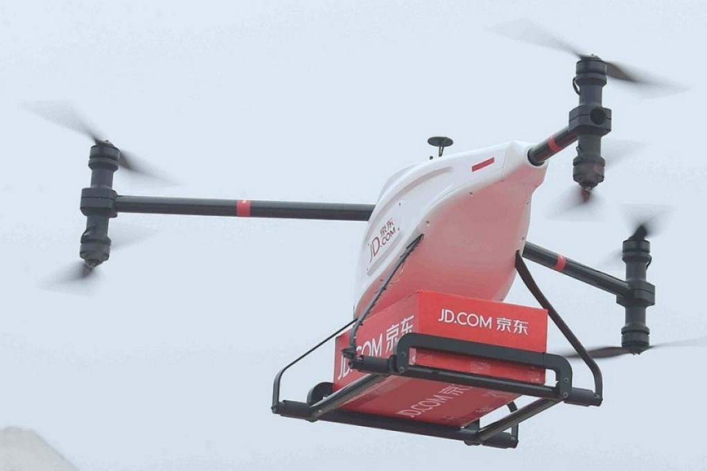 A JD.com medical delivery drone in use in rural areas in China. The company is investing in more automated delivery solutions. Photo: Handout