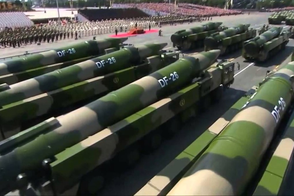 The DF-26 ballistic missile was first seen in public at a military parade in 2015. Photo: CCTV